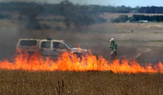 Prescribed burn - grass fire Shelford Victoria